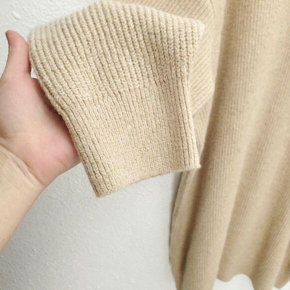 NWT Tan Mock Neck Quarter Zip Mini Sweater Shift Dress - Picture 11 of 13